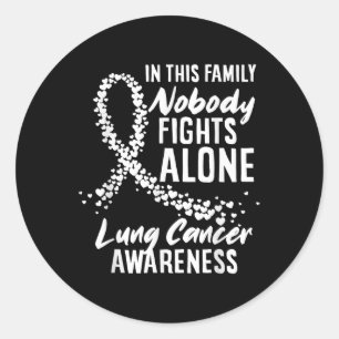 In This Family Nobody Fights Alone Lung Cancer Awa Classic Round Sticker