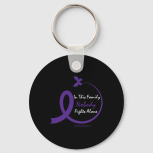 In This Family Nobody Fights Alone Purple Epilepsy Key Ring
