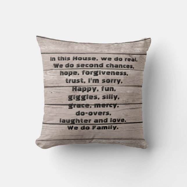 In this house, we do real throw pillow (Front)