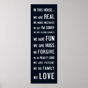 In this house... we love, poster dark blue