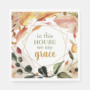 In This House we Say Grace Autumn Watercolor Napkin