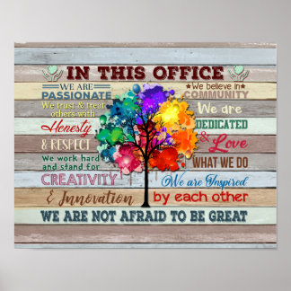 In This Office We Are A Team Tree colourful Poster