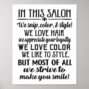 In this salon rules poster