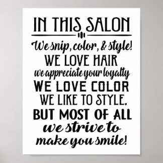 In this salon rules poster