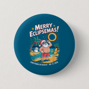 In Total Solar Eclipse Santa Christmas 6 Cm Round Badge