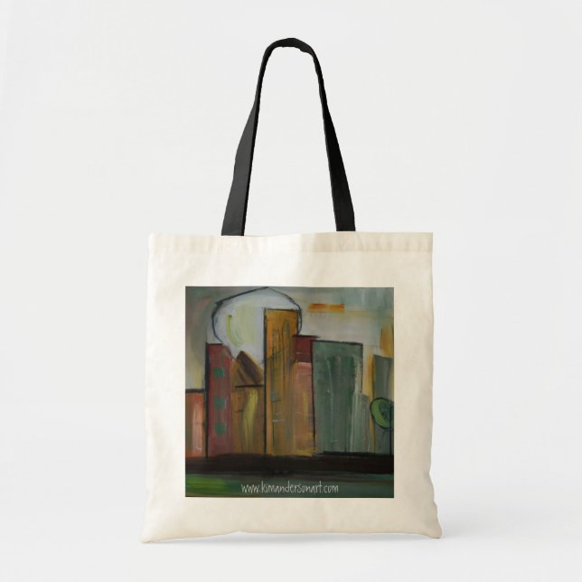 "in Town" Grocery bag by Kim Anderson Art (Front)