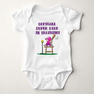 in training, pink baby bodysuit