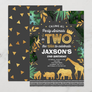 In Two The Wild Birthday Invitation Jungle Animals