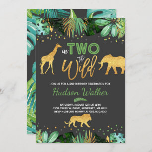 In Two The Wild Birthday Invitation Jungle Animals