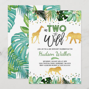 In Two The Wild Birthday Invitation Jungle Animals