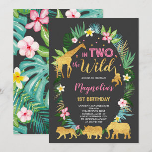 In Two The Wild Birthday Invitation Jungle Animals