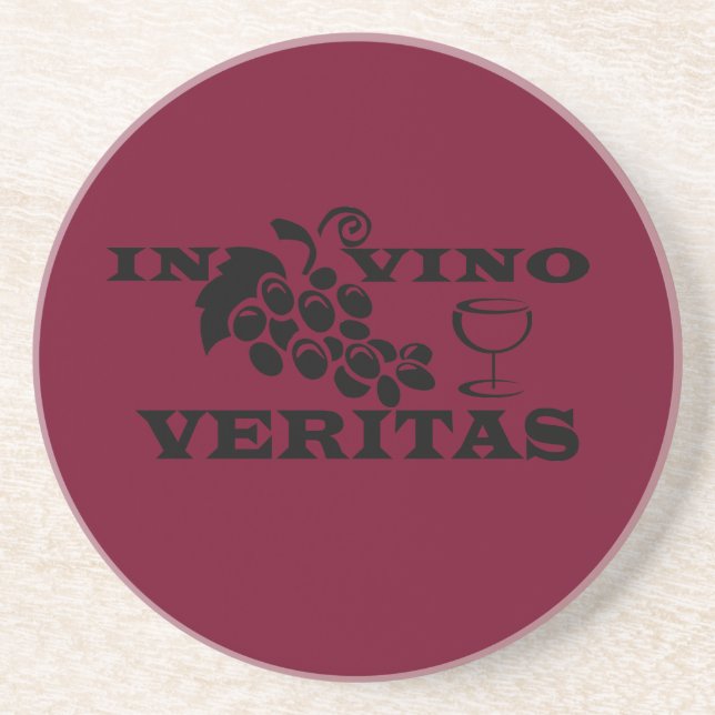 in vino veritas latin phrases about wine coaster (Front)