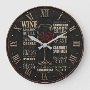 In Vino Veritas Wine Variety Typography Large Clock