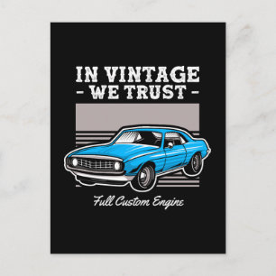 In Vintage We Trust Muscle Car Design Postcard
