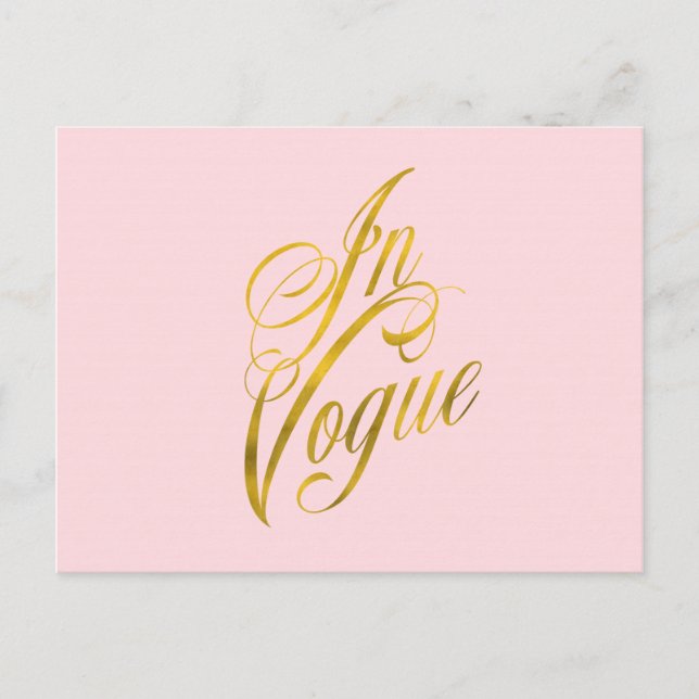 In Vogue Quote Faux Gold Foil Metallic Fashion Postcard (Front)