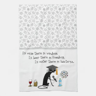 In Wine There Is Wisdom Funny Wine Saying Tea Towel