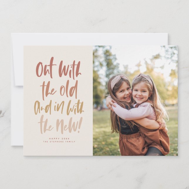 In with the new modern happy new year photo card (Front)