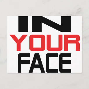 in your face text icon postcard