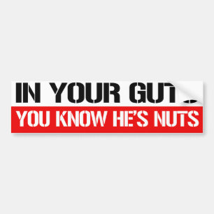 In Your Guts You know he's nuts - Feminist Bumper  Bumper Sticker