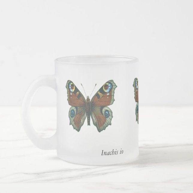 Inachis io - The European Peacock Butterfly Frosted Glass Coffee Mug (Left)
