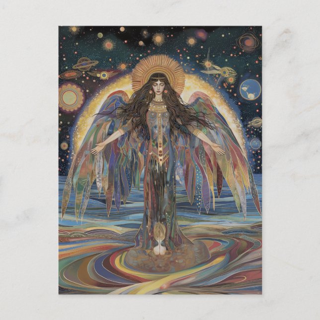 Inanna Anunnaki Goddess Black Rainbow Surreal Postcard (Front)