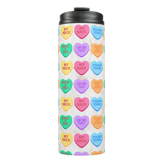 Inappropriate Conversation Candy Hearts Thermal Tumbler (Front)