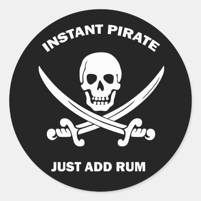 Inatant Pirate Add Rum Black Sticker (Front)