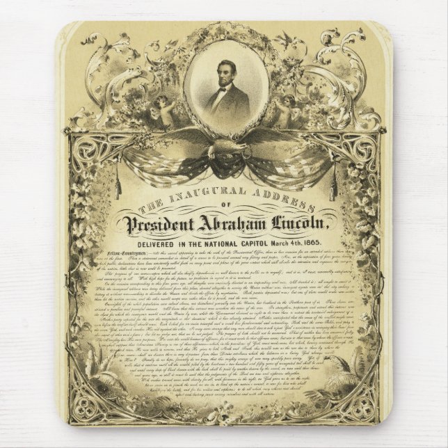 Inaugural Address of Abraham Lincoln March 4 1865 Mouse Mat (Front)