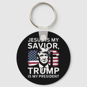 Inauguration 2025 Jesus And Trump  Key Ring