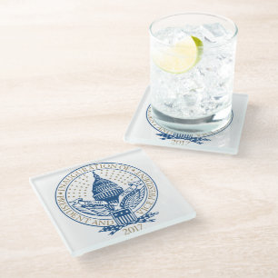 Inauguration Day 2017 Trump Pence Logo USA Glass Coaster