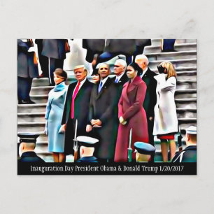 Inauguration Day President Obama & Donald Trump Postcard