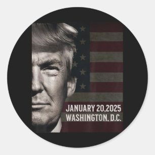 Inauguration Day Trump American Flag Classic Round Sticker