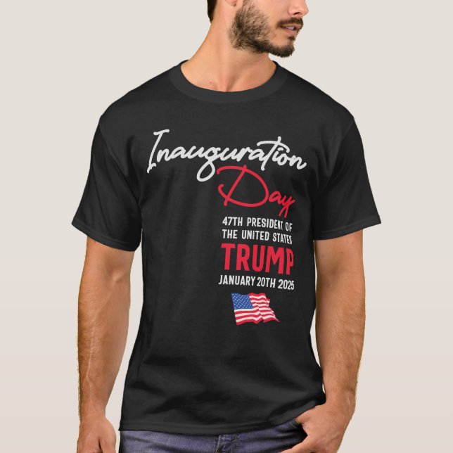Inauguration Day Trump American Flag T-Shirt (Front)