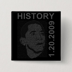 inauguration speech with embeded image 15 cm square badge