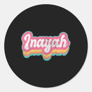 Inayah First Name Girl Vintage 70s 80s Personalise Classic Round Sticker