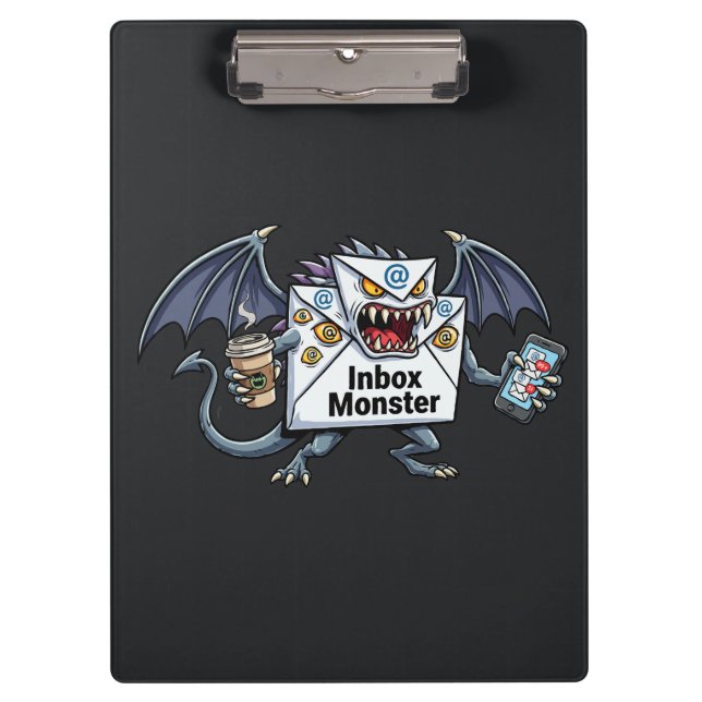 Inbox Monster Email Overload Funny Graphic Clipboard (Front)