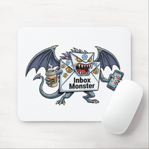 Inbox Monster Email Overload Funny Graphic Mouse Mat