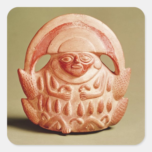 Inca agricultural deity wearing a moon headdress square sticker (Front)