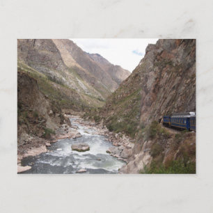 Inca rail train to Machu Picchu postcard