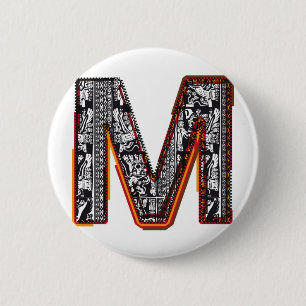Inca`s font, Letter M 6 Cm Round Badge
