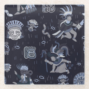 Incan Culture: Seamless Graphic Pattern Glass Coaster