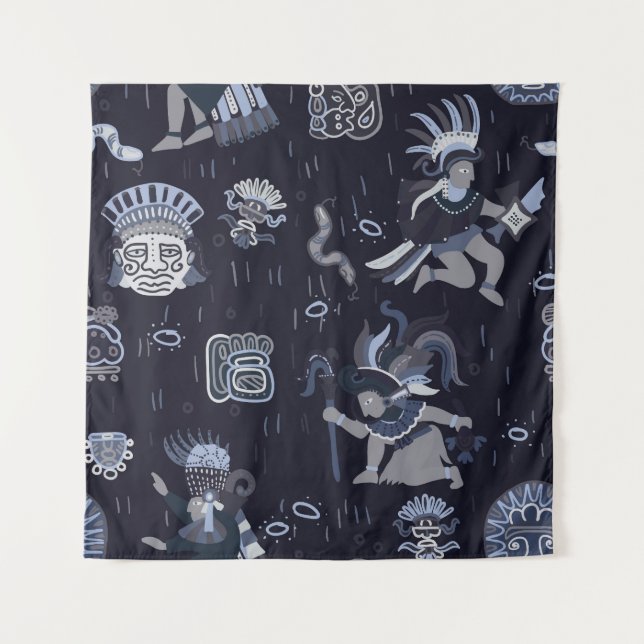 Incan Culture: Seamless Graphic Pattern Tapestry (Front)