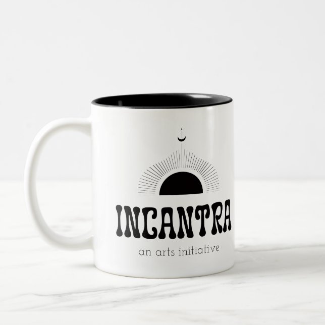 incantra primary logo (light-on-dark) Two-Tone coffee mug (Left)