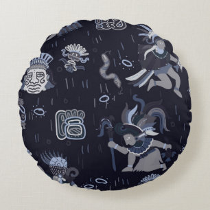 Incas pattern seamless design graphic round cushion