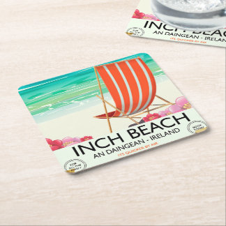 Inch Beach, An Daingean - ireland travel poster Square Paper Coaster