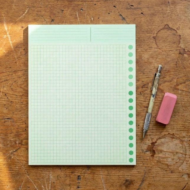 (Inch Ruled Squared) Green Blank Grid Graph Paper Notepad (promotional green Engineering Graph Pad ruled Company math)