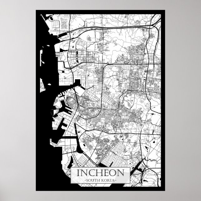 Incheon South Korea Map Poster (Front)