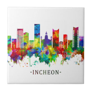 Incheon South Korea Skyline Tile