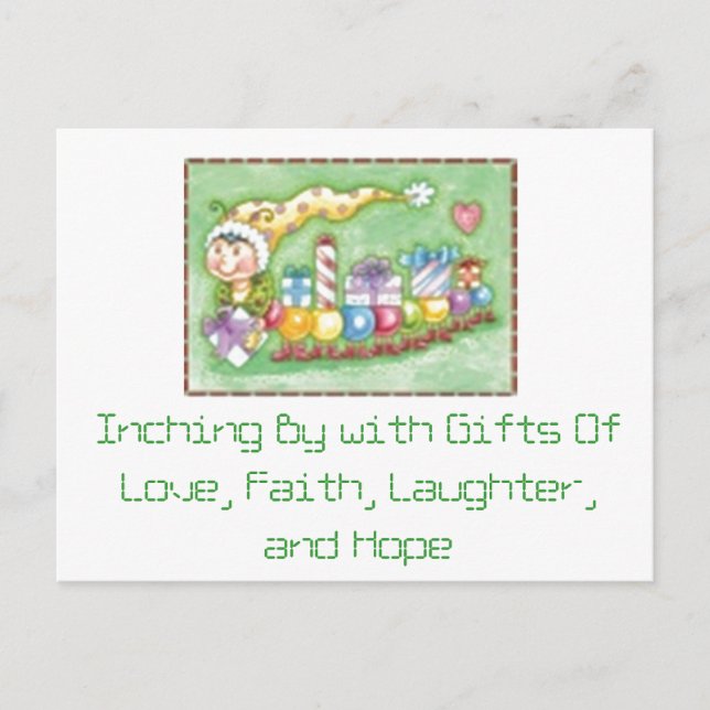 Inching by with Gifts Postcard (Front)