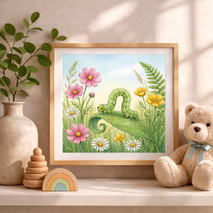 Inchworm Tiny Insects Nursery Poster